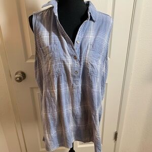 Sonoma Sky Blue Checkered Shirt blue plaid 100% cotton size XL